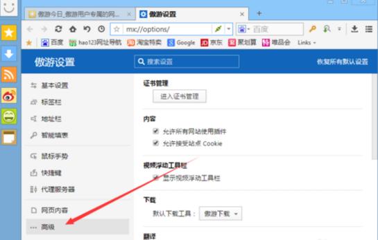 傲游浏览器修改默认的下载工具教程