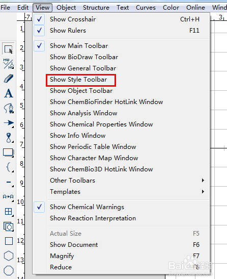 ChemDraw使用指南：[11]怎么调出画图工具栏
