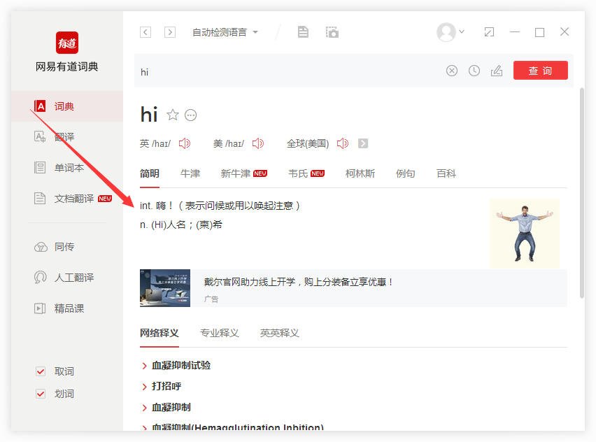 有道词典截图