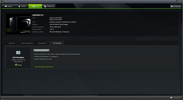 Nvidia GeForce Experience截图